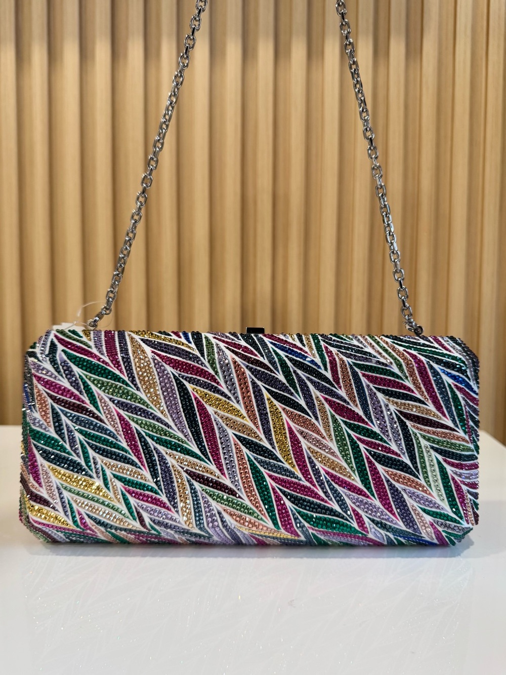 JUDITH LEIBER Slim Rectangle Beach Mural Clutch Bag